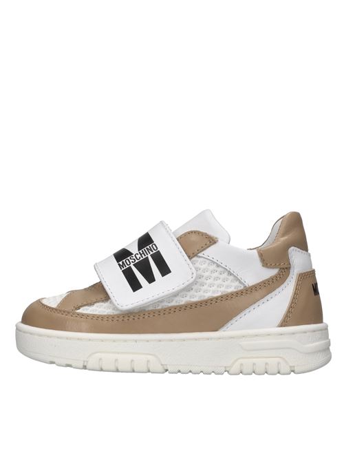 Sneakers in pelle e tessuto MOSCHINO | 80483 FIRENZEBIANCO-MARRONE